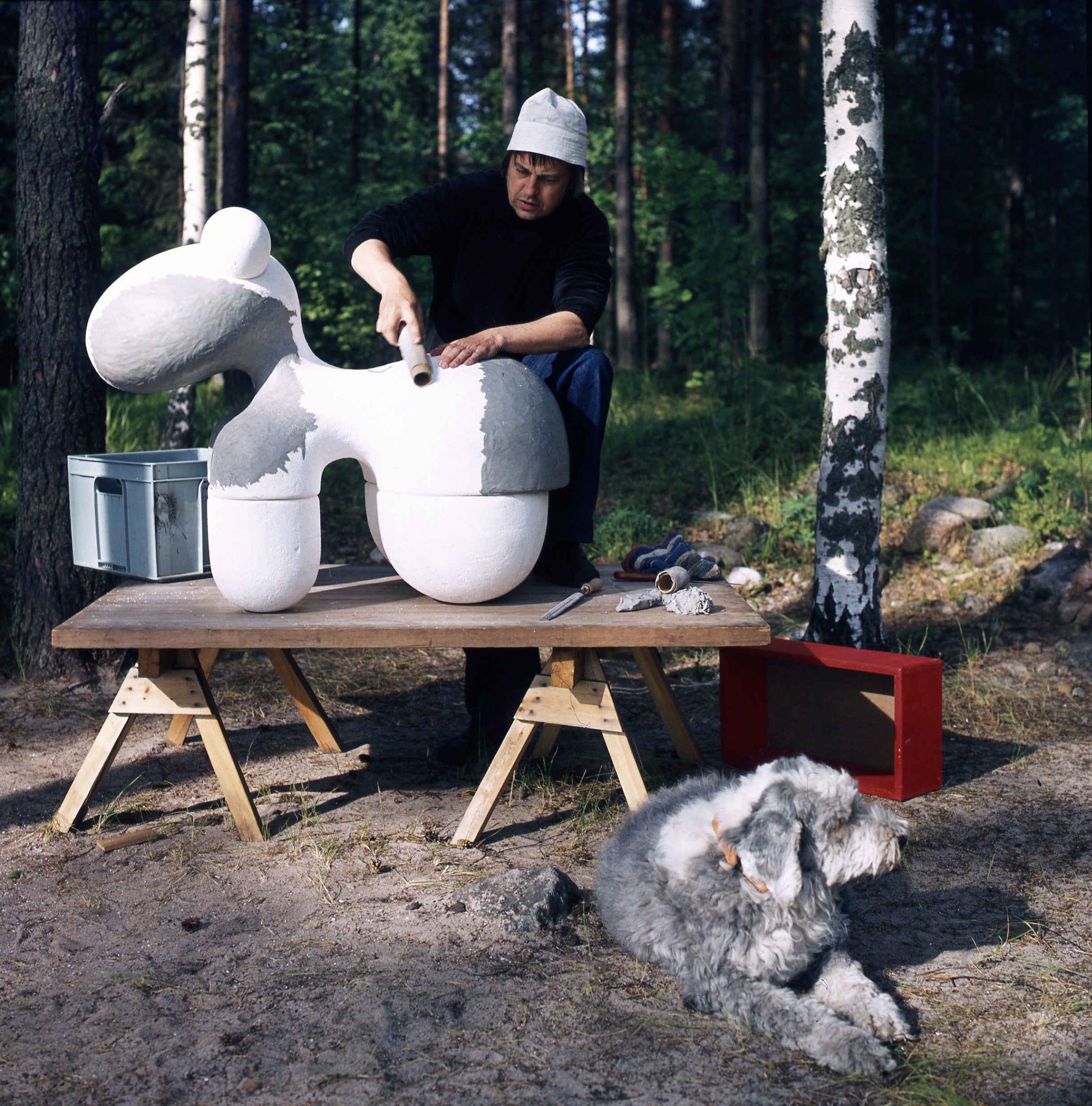 Eero Aarnio making a prototype of the Pony