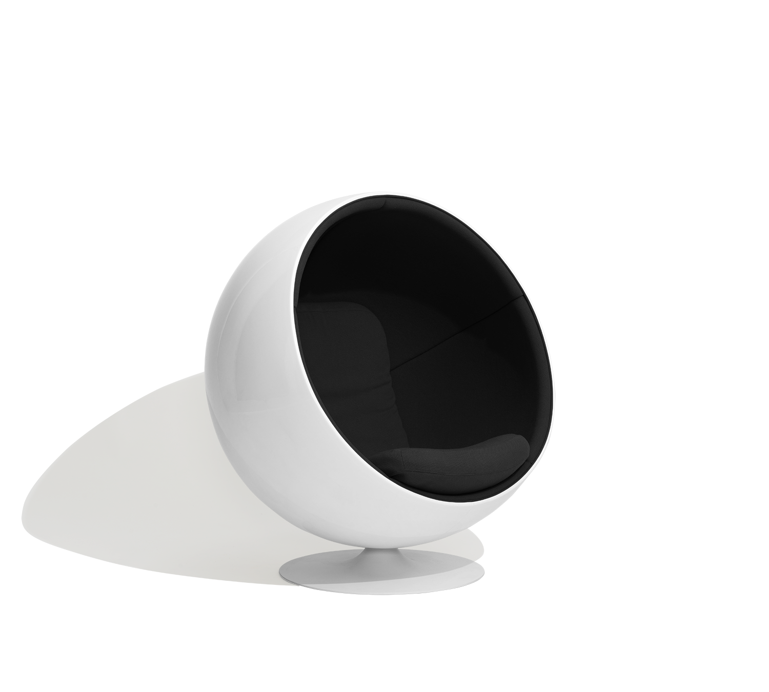 Eero Aarnio Ball Chair in white with a bold colored interior